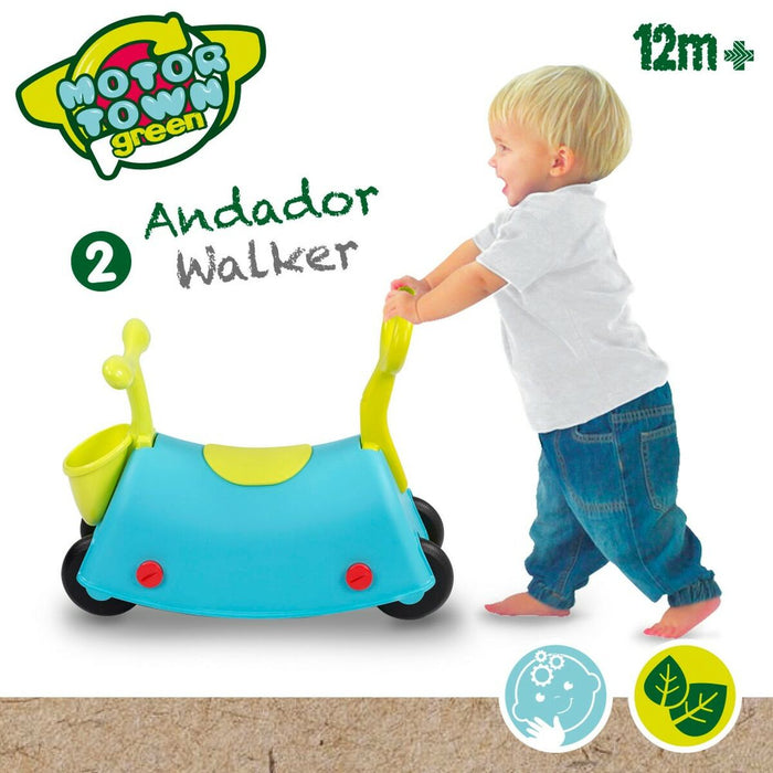 Mașină-Premergător Motor Town Albastru Verde 3 în 1 54 x 44 x 26 cm (2 Unități)