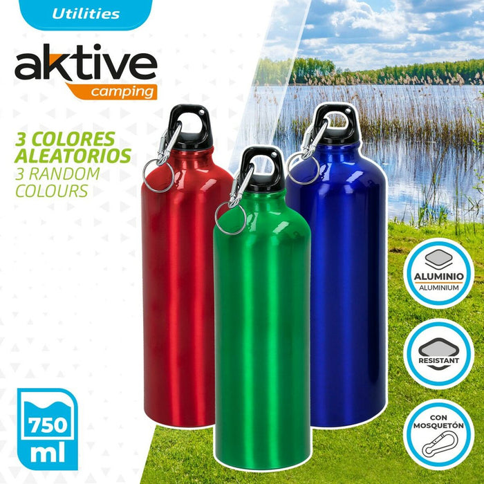 Sticlă de apă Aktive 750 ml Carabină Aluminiu 7 x 25 x 7 cm (24 Unități)