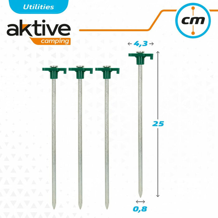 Cârlige pentru campare Aktive 25 cm 4 Piese Ø 8 mm (24 Unități)