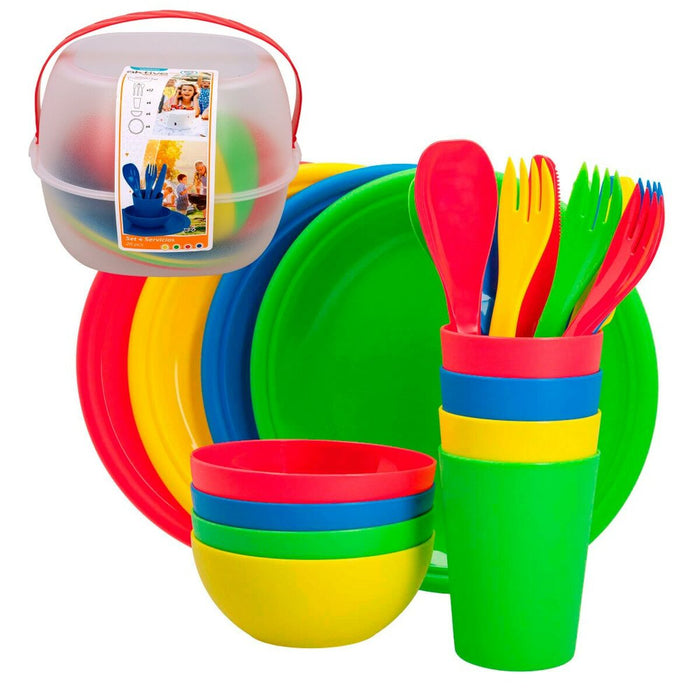 Set de picnic Aktive 22,5 x 1,5 x 22,5 cm polipropilenă (4 Unități)