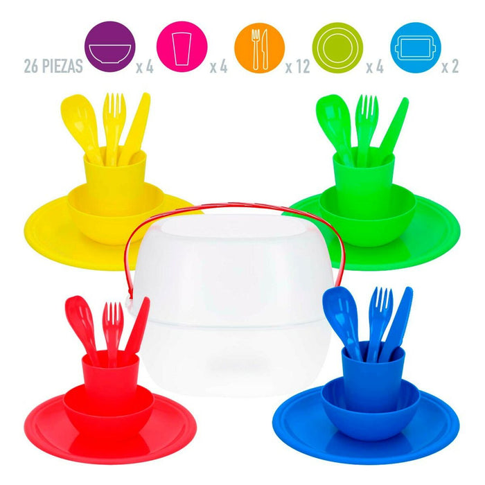 Set de picnic Aktive 22,5 x 1,5 x 22,5 cm polipropilenă (4 Unități)