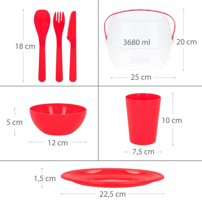 Set de picnic Aktive 22,5 x 1,5 x 22,5 cm polipropilenă (4 Unități)