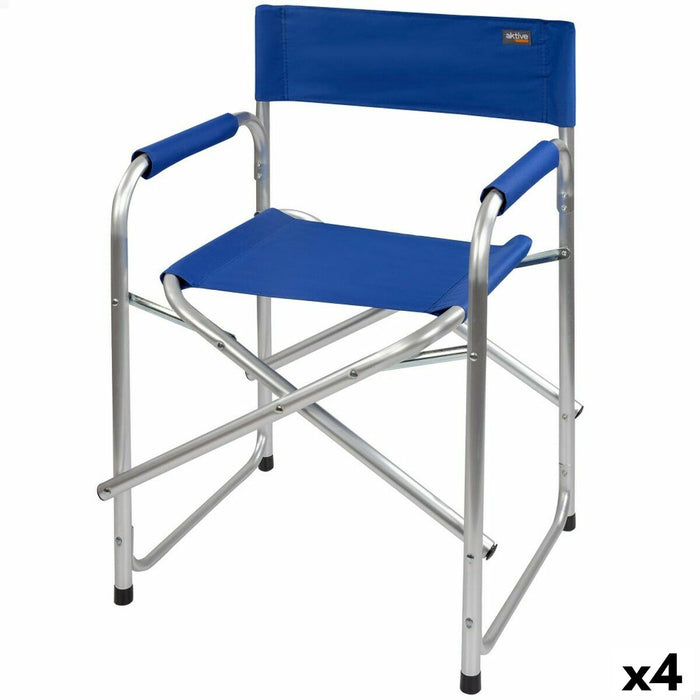 Scaun de camping pliabil Aktive Albastru 56 x 78 x 49 cm (4 Unități)