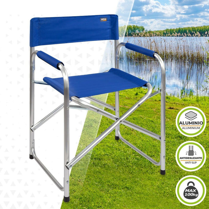 Scaun de camping pliabil Aktive Albastru 56 x 78 x 49 cm (4 Unități)