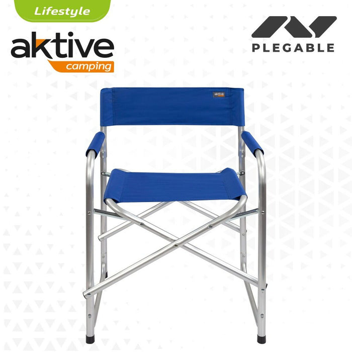 Scaun de camping pliabil Aktive Albastru 56 x 78 x 49 cm (4 Unități)