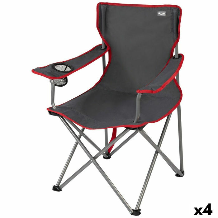 Scaun de camping pliabil Aktive Gri închis 45 x 82 x 47 cm (4 Unități)