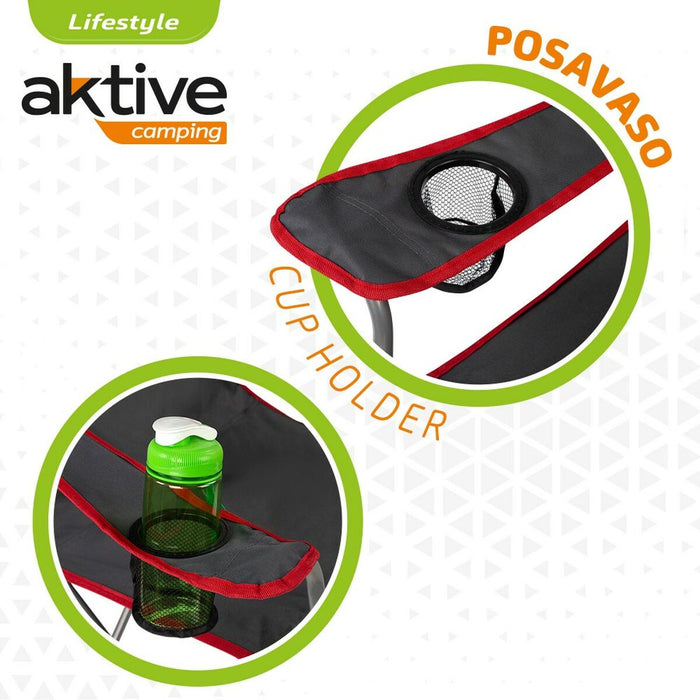 Scaun de camping pliabil Aktive Gri închis 45 x 82 x 47 cm (4 Unități)