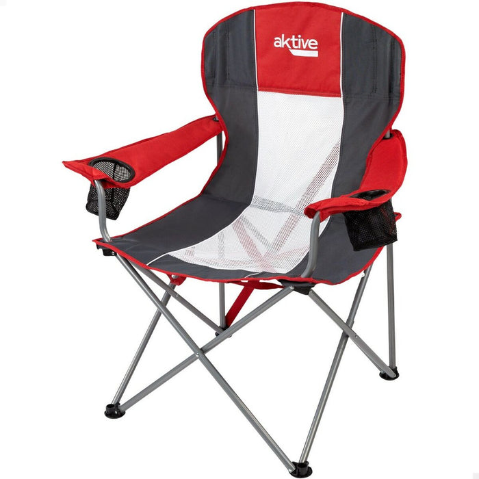 Scaun de camping pliabil Aktive Gri închis Roșu 56 x 98 x 59 cm (4 Unități)