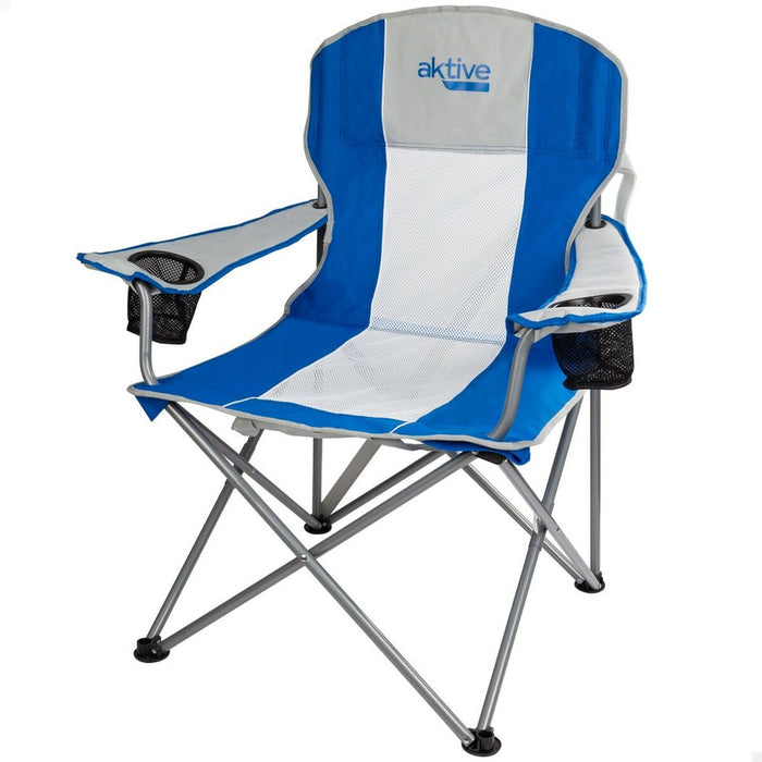 Scaun de camping pliabil Aktive Albastru Gri 57 x 97 x 60 cm (4 Unități)