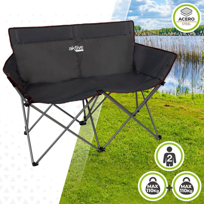 Canapea cu 2 Locuri Aktive Negru Pliabil 107 x 88 x 63 cm (2 Unități)