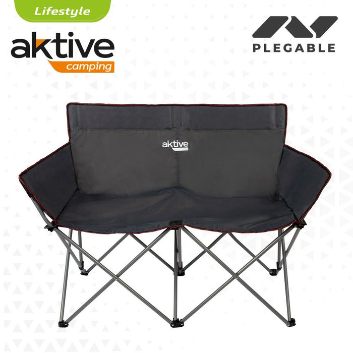 Canapea cu 2 Locuri Aktive Negru Pliabil 107 x 88 x 63 cm (2 Unități)