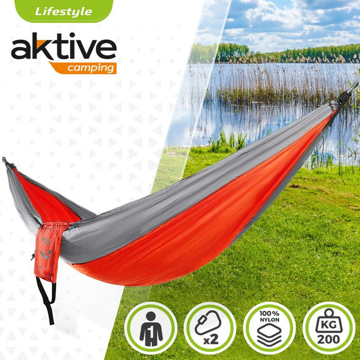 Hamac Suspendat Aktive Roșu Gri 300 x 0,5 x 140 cm (4 Unități)