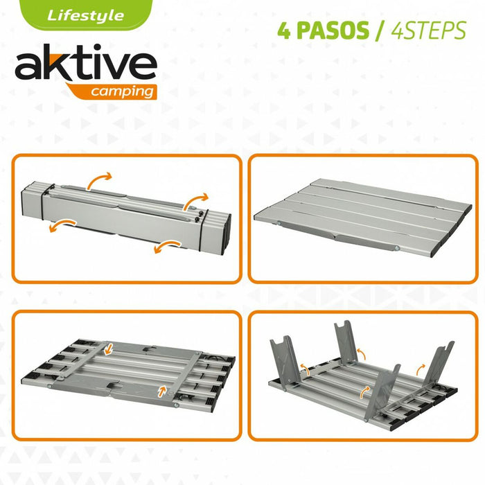 Masă Pliabilă Aktive Argintiu Aluminiu 40 x 13 x 28,5 cm (4 Unități)