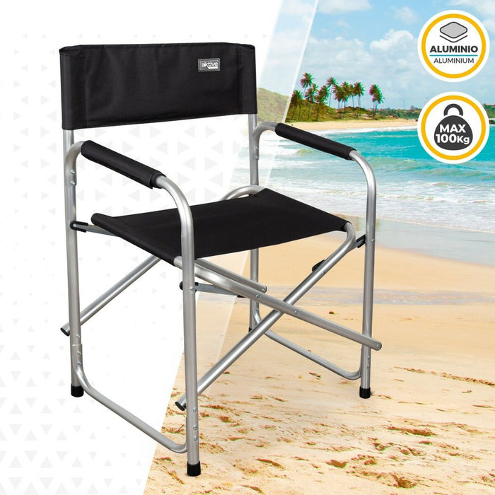 Scaun de camping pliabil Aktive Negru 51 x 81 x 45 cm (4 Unități)