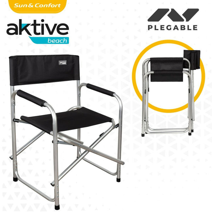 Scaun de camping pliabil Aktive Negru 51 x 81 x 45 cm (4 Unități)