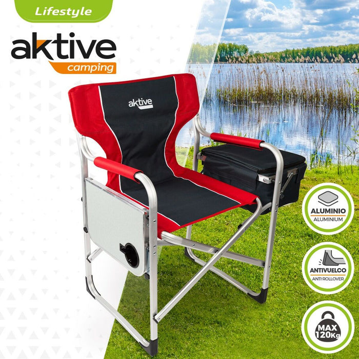 Scaun de camping pliabil Aktive Gri Roșu 61 x 92 x 52 cm (2 Unități)