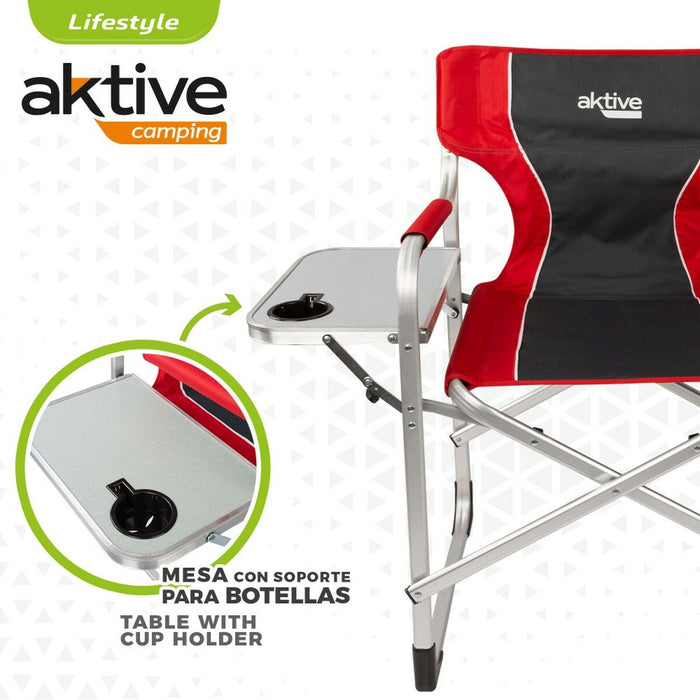 Scaun de camping pliabil Aktive Gri Roșu 61 x 92 x 52 cm (2 Unități)