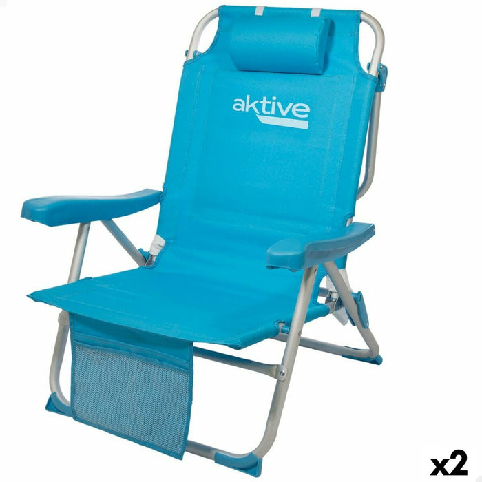 Scaun Pliabil cu Tetieră Aktive 49 x 80 x 58 cm Albastru (2 Unități)