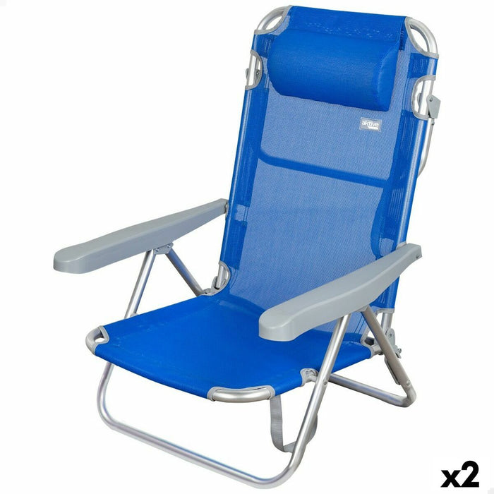 Scaun Pliabil cu Tetieră Aktive Gomera Albastru 48 x 84 x 46 cm (2 Unități)