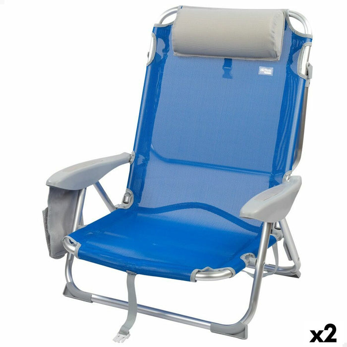 Scaun Pliabil cu Tetieră Aktive Gomera Albastru 51 x 76 x 45 cm (2 Unități)