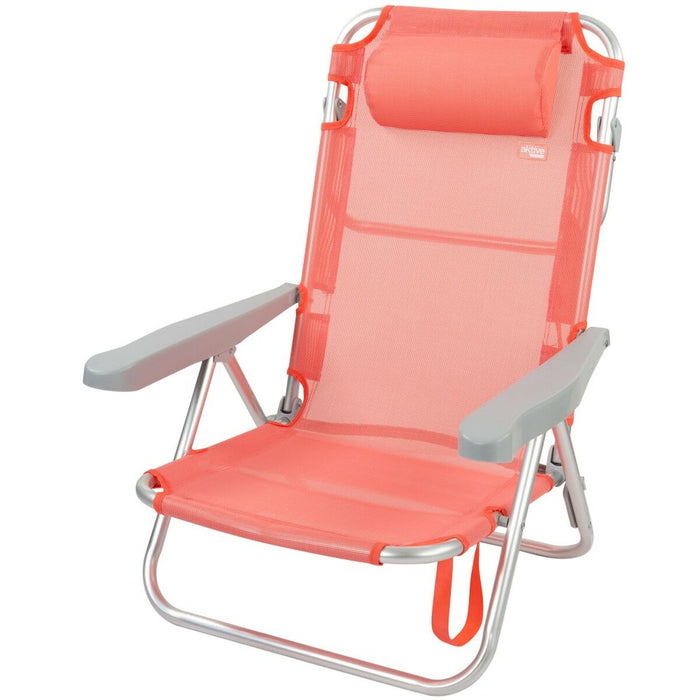 Scaun Pliabil cu Tetieră Aktive Flamingo Coral 48 x 84 x 46 cm (2 Unități)