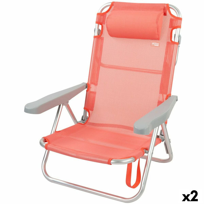 Scaun Pliabil cu Tetieră Aktive Flamingo Coral 48 x 84 x 46 cm (2 Unități)