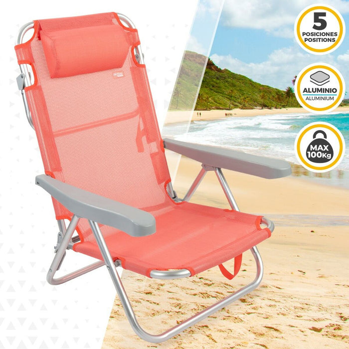 Scaun Pliabil cu Tetieră Aktive Flamingo Coral 48 x 84 x 46 cm (2 Unități)