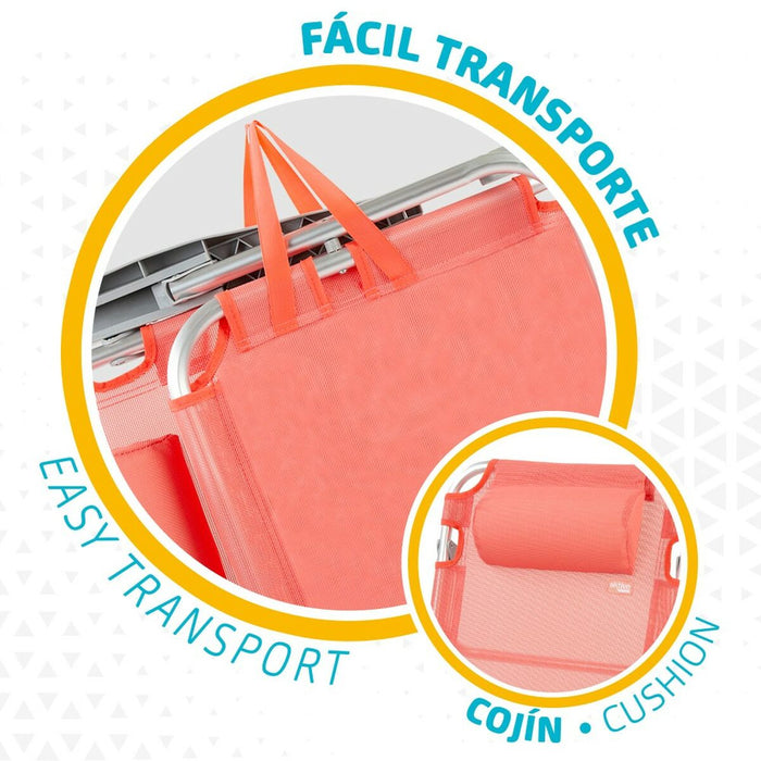 Scaun Pliabil cu Tetieră Aktive Flamingo Coral 48 x 84 x 46 cm (2 Unități)