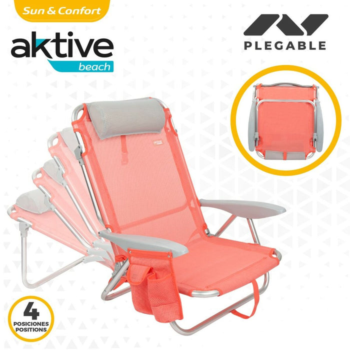 Scaun Pliabil cu Tetieră Aktive Flamingo Coral 51 x 76 x 45 cm (2 Unități)
