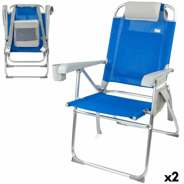 Scaun Pliabil cu Tetieră Aktive 47 x 99 x 63 cm Albastru (2 Unități)