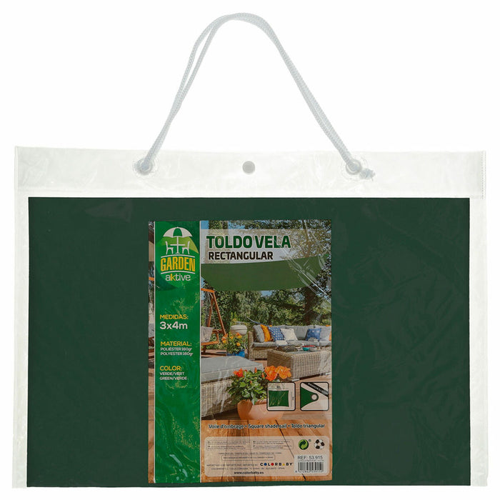 Umbrele din pânză Aktive Triunghiular Verde 300 x 0,5 x 400 cm (4 Unități)