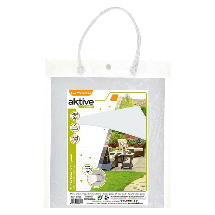 Umbrele din pânză Aktive Triunghiular Alb 500 x 500 cm (4 Unități)