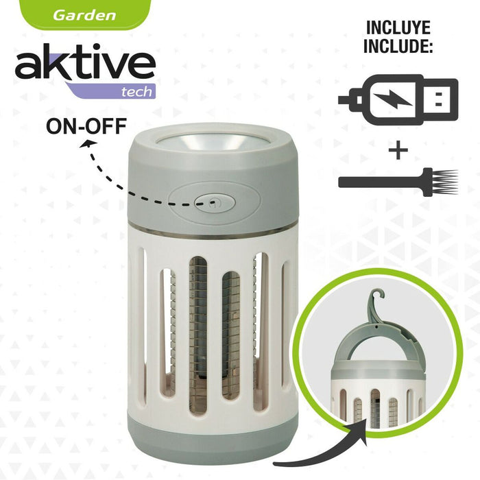 Lampă antițânțari reîncărcabilă cu LED 2 în 1 Aktive 7 x 13 x 7 cm (4 Unități)
