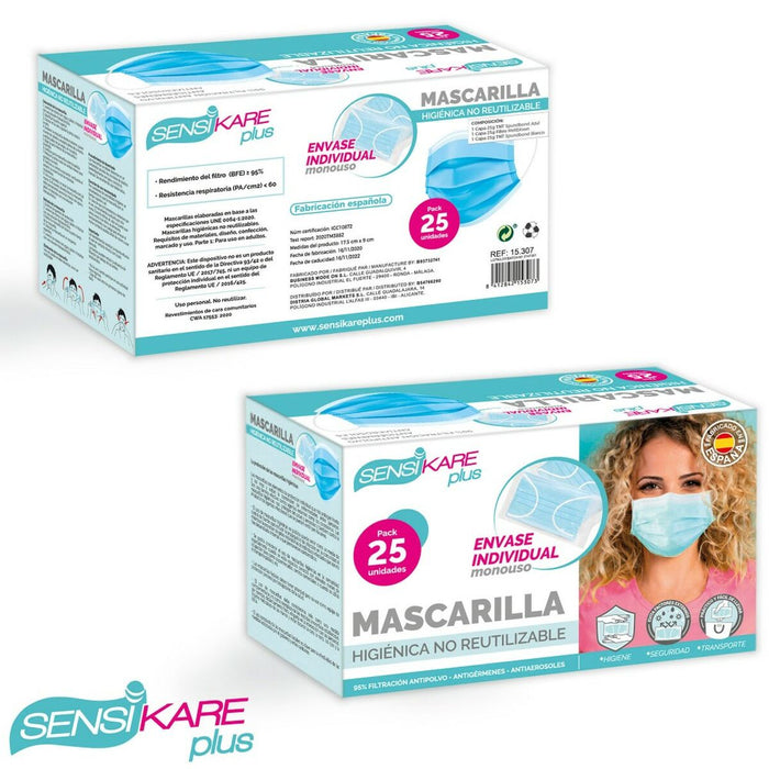 Box of hygienic masks SensiKare 25 Piese (12 Unități)