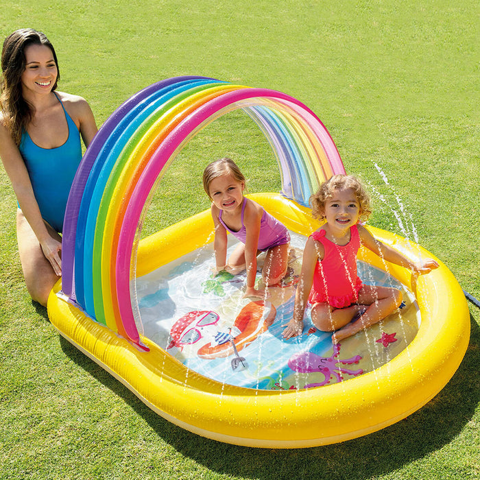 Piscină Gonflabilă pentru Copii Intex Curcubeu Copertină 84 L 130 x 147 x 86 cm (4 Unități)