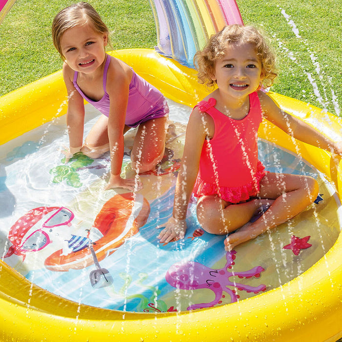 Piscină Gonflabilă pentru Copii Intex Curcubeu Copertină 84 L 130 x 147 x 86 cm (4 Unități)