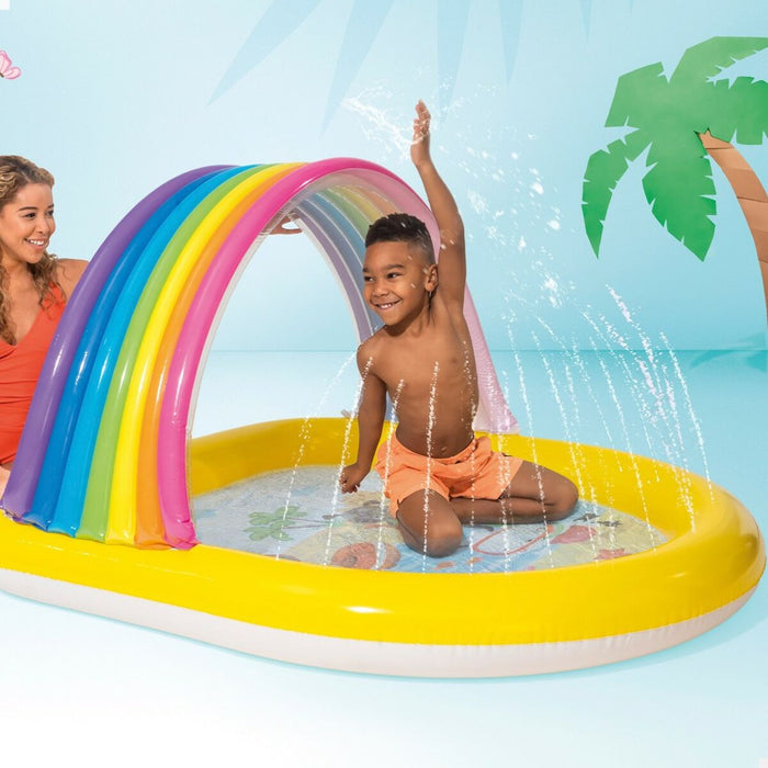 Piscină Gonflabilă pentru Copii Intex Curcubeu Copertină 84 L 130 x 147 x 86 cm (4 Unități)