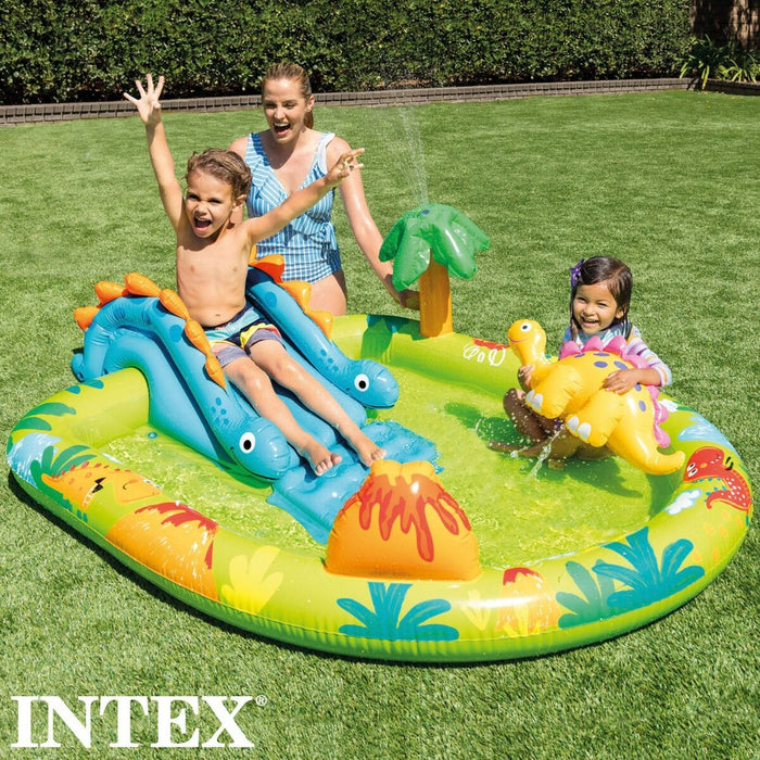 Piscină Gonflabilă pentru Copii Intex Loc de joacă Dinozauri 191 x 58 x 152 cm (3 Unități)