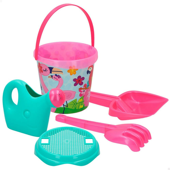 Set de jucării de plajă Colorbaby Ø 18 cm Flamingo roz (16 Unități)