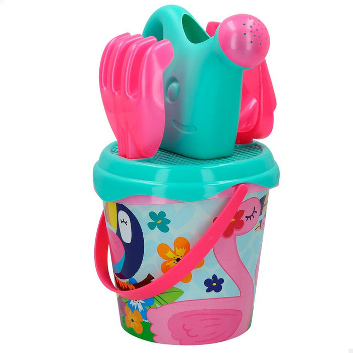 Set de jucării de plajă Colorbaby Ø 18 cm Flamingo roz (16 Unități)