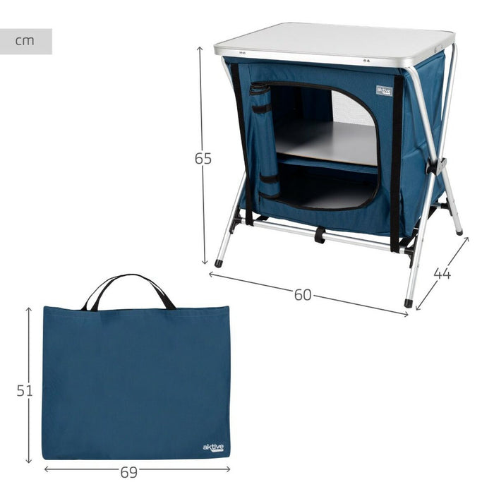 Dulap de camping Aktive Pliabil Albastru 2 Unități 60 x 67 x 44 cm