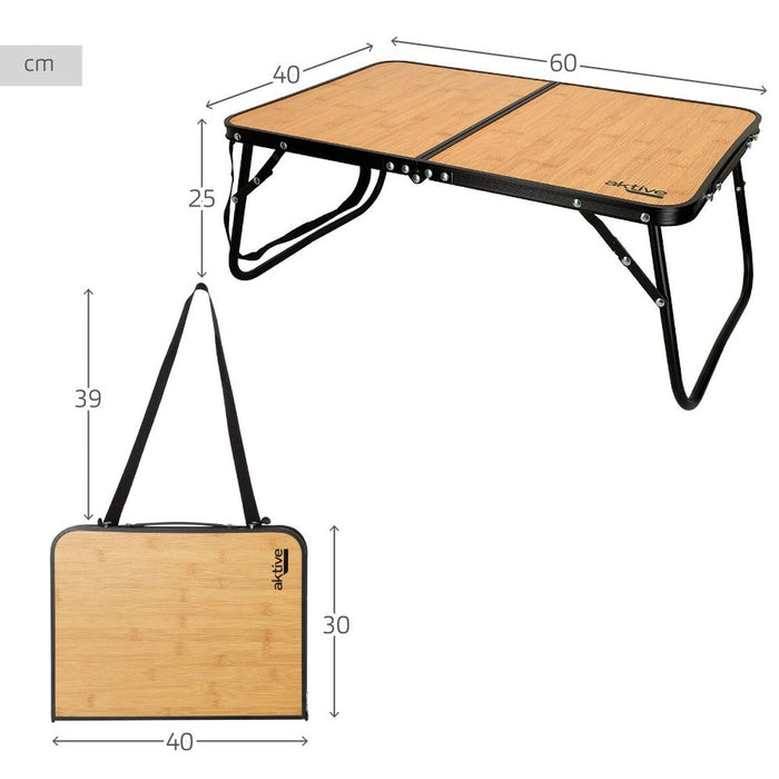 Masă Pliabilă Aktive Camping Bambus 60 x 25 x 40 cm (4 Unități)