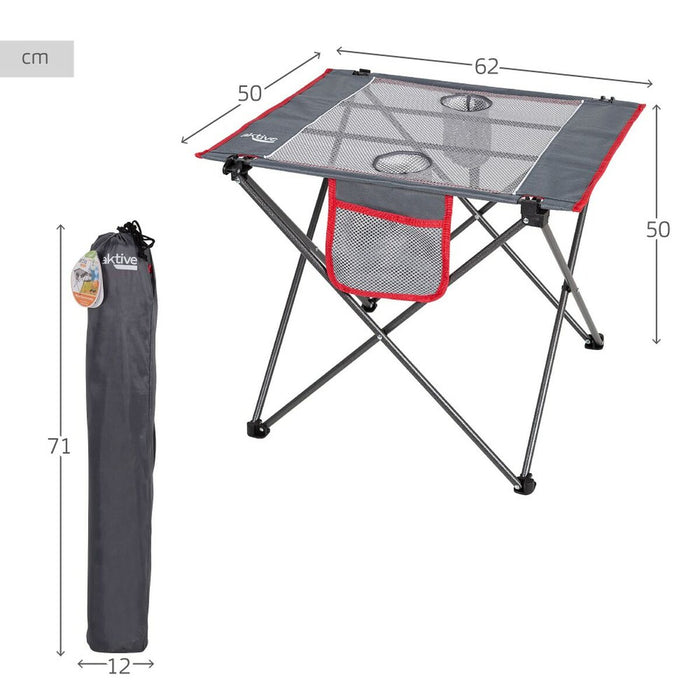 Masă Pliabilă Aktive Camping Gri 62 x 50 x 50 cm (2 Unități)