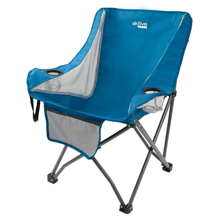 Scaun de camping pliabil Aktive Albastru 48 x 86 x 50 cm (2 Unități)