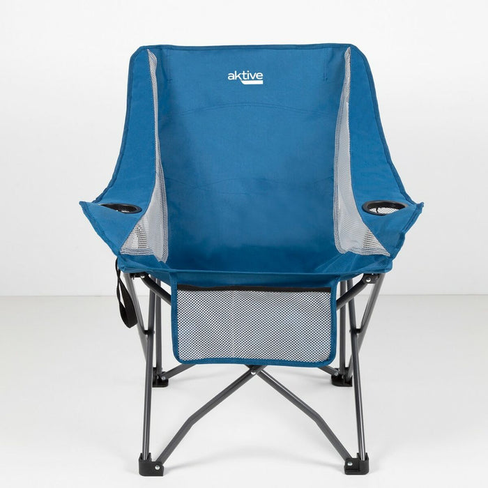 Scaun de camping pliabil Aktive Albastru 48 x 86 x 50 cm (2 Unități)