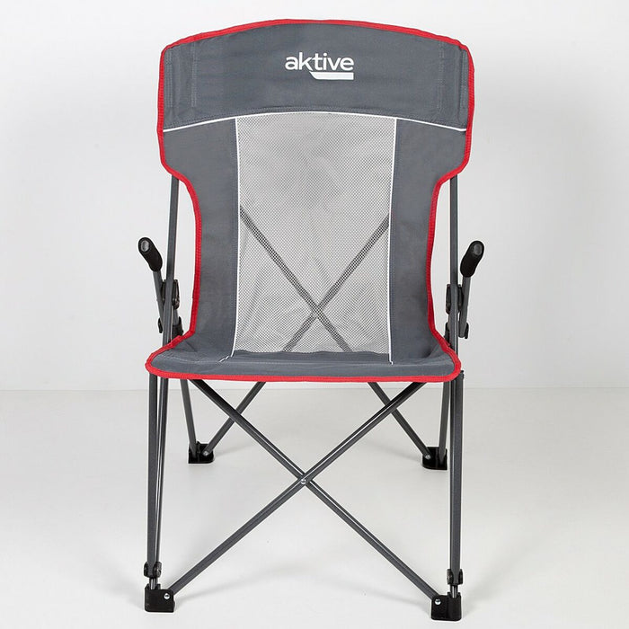 Scaun de camping pliabil Aktive Gri 59 x 97 x 68 cm (2 Unități)