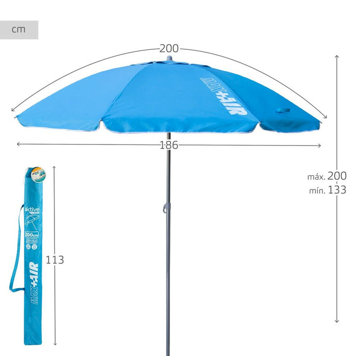 Slunečník Aktive UV50 Ø 200 cm Albastru Poliester Aluminiu 200 x 198,5 x 200 cm (6 Unități)