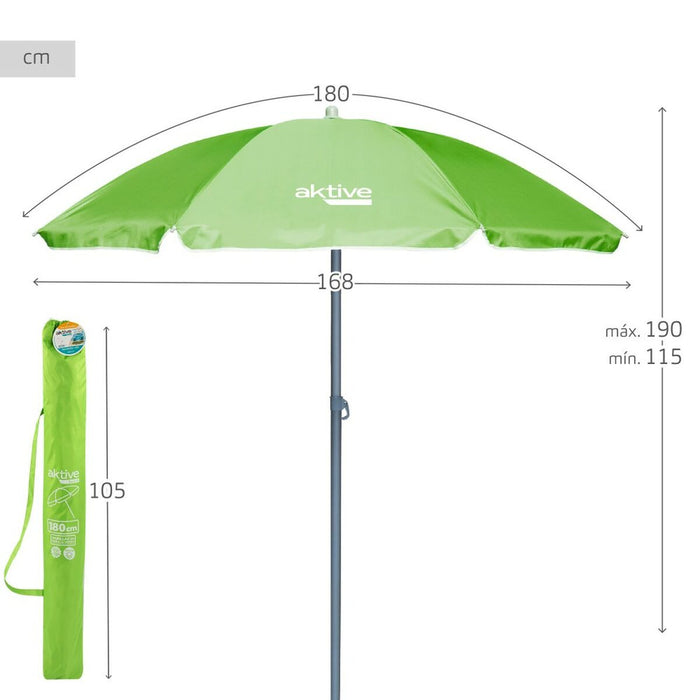 Slunečník Aktive UV50 Ø 180 cm Verde Poliester Aluminiu 180 x 187 x 180 cm (12 Unități)