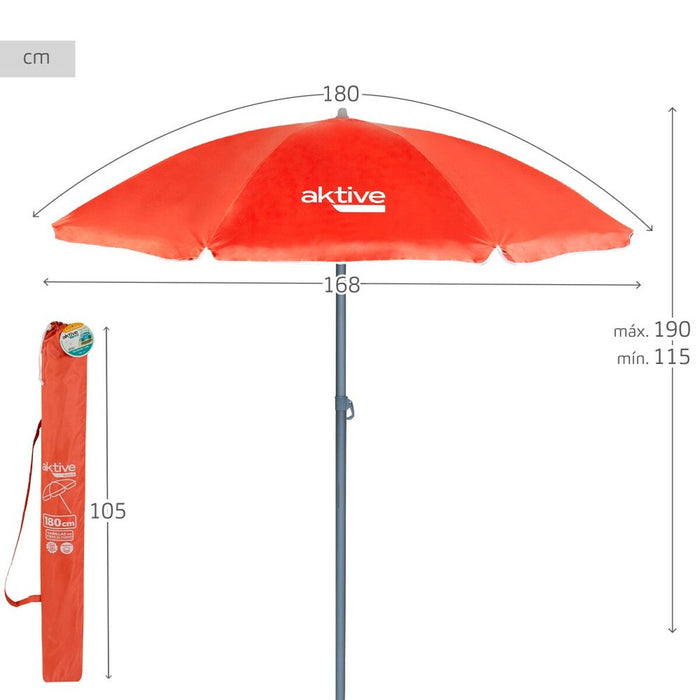 Slunečník Aktive UV50 Ø 180 cm Coral Poliester Aluminiu 180 x 187 x 180 cm (12 Unități)