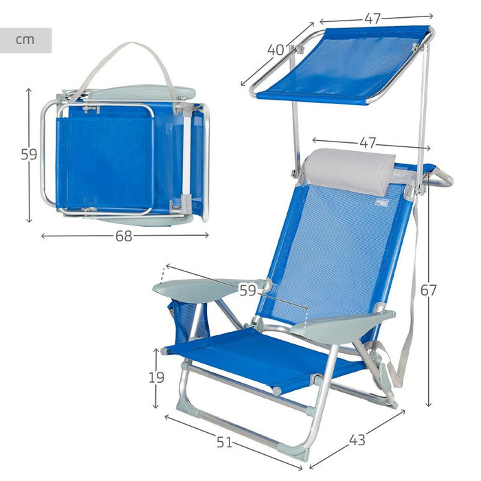 Scaun de plajă Aktive Albastru 47 x 67 x 43 cm (2 Unități)